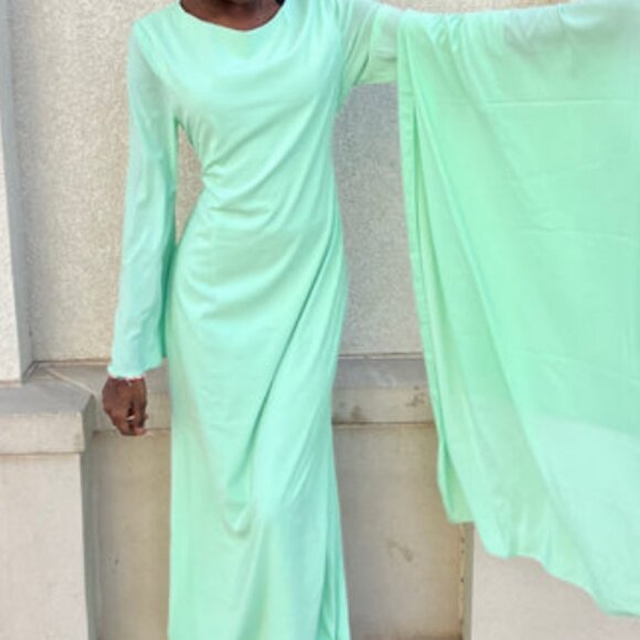 Chiffon Maxi Dress In Teal - Picture 1 of 2